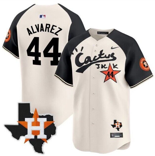 Men's Houston Astros #44 Yordan Alvarez Cream Cactus Jack Vapor Premier Limited Stitched Baseball Jersey Men's Houston Astros #44 Yordan Alvarez Cream Cactus Jack Vapor Premier Limited Stitched Baseball Jersey
